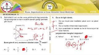 MEB eba Okul Kursu FİZİK 9Sınıf KKTesti 21 Isı ve Sıcaklık2 [upl. by Allehc]