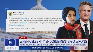 Mark Ruffalo’s Ilhan Omar endorsement gets viral fact check  Dan Abrams Live [upl. by Annabal]