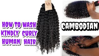 HOW TO PROPERLY WASH HUMAN KINKY CURLY HAIR WEFT  Ft ONDIBU HAIR [upl. by Lorelei]