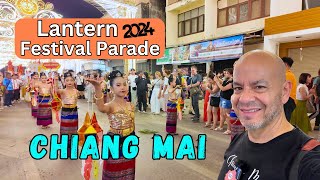 Yi Peng Lantern Festival Parade 2024 in Chiang Mai Thailand  No Talking [upl. by Ybanrab]