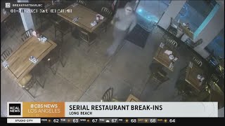 Long Beach restaurant burglaries caught on camera Suspect sought [upl. by Pharaoh]