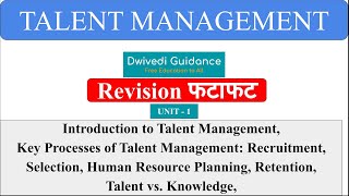 1  Talent Management  Key Process to Talent Management HRP Talent vs Knowledge aktu mba [upl. by Bonnibelle377]