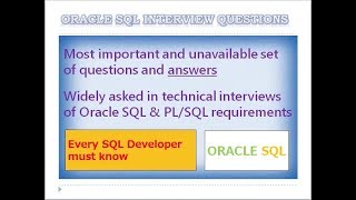 Professional Oracle SQL amp PLSQL Interview Questions [upl. by Nagem]