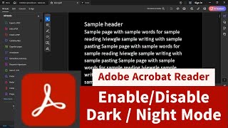 How to EnableDisable Night ModeDark Mode in Adobe Reader Windows 1011 PC [upl. by Nehgem]