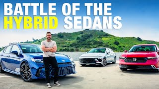 Toyota Camry vs Honda Accord vs Hyundai Sonata Midsize Hybrid Sedans Comparison Test [upl. by Antonia642]