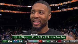 Damian Lillard spoke after big night in win over Hornets [upl. by Noyar]