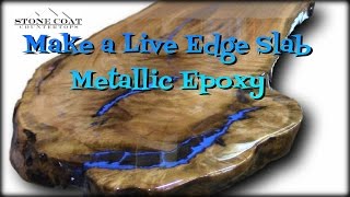 Live Edge Slab Table How to coat and finish with Blue Metallic [upl. by Devlin461]