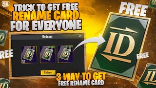 Trick To Get Free Rename Card  3 Way To Get Free Rename Card  How To Get Free Rename Card In Pubgm [upl. by Veradia]