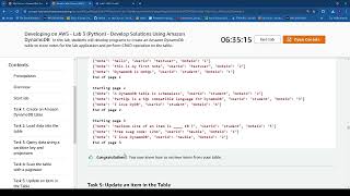 Developing on AWS Lab 3 Python  Develop Solutions Using Amazon DynamoDB [upl. by Jenne]