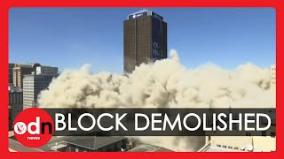 Building Implosion Huge 108 Metre Tower Block Demolished in Johannesburg [upl. by Aikam]