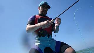 The Flying Fisherman Paddle Board Fishing for Bass on the Fly Shell Island 2023 [upl. by Elwood]