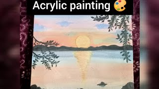 acrylic sun set painting 🎨painting tutorial for beginnerseasy canvas painting ideas [upl. by Amarette]