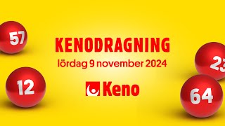 Keno lördag 9 november 2024  Kenodragningen [upl. by Sane]