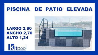 PISCINA DE PATIO KITPOOL 380x270 EXTERIOR BALI GRIS XL e INTERIOR MARMOL BLANCO piscinas [upl. by Fortna]