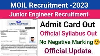 MOIL Admit Card OutMoil SyllabusExam PatternMock TestMoil JE Admit Card Moil Exam Pattern [upl. by Eldnek]