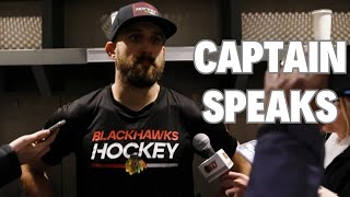 Chicago Blackhawks  Captain Foligno on the LA Kings Win [upl. by Eila]