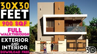 Small Space 30 By 30 Feet House Design With 2 Bedroom  Plan22 [upl. by Hamilton687]