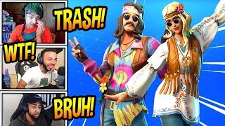 STREAMERS REACT TO NEW DREAMFLOWER amp FAR OUT MAN SKINS Fortnite FUNNY Moments [upl. by Leseil]