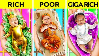 Rich VS Broke VS Giga Rich Pregnant In Jail  Funny DIY Hacks by 123GO CHALLENGE [upl. by Lura]