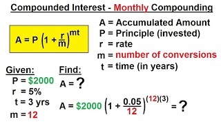 Business Math  Finance Math 4 of 30 Compound Interest  Monthly Compounding [upl. by Hakon]