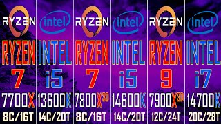 i5 13600K vs R7 7700X vs i5 14600K vs R7 7800X3D vs i7 14700K vs R9 7900X3D  PC GAMES TEST [upl. by Ailehpo]