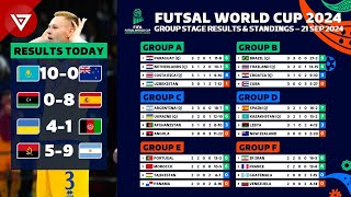 🔴 MD3 FIFA FUTSAL WORLD CUP 2024 Group Results amp Standings Table as of 21 Sep 2024 [upl. by Araj934]