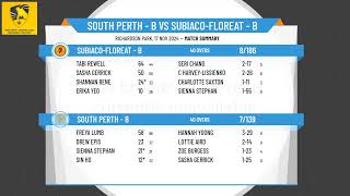 South Perth  B v SubiacoFloreat  B [upl. by Aniad]