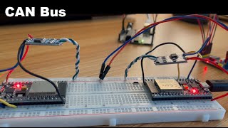 Three Node CAN System on a Breadboard with ESP32 and Arduino Microcontrollers [upl. by Lorain]