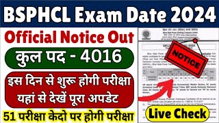 Bsphcl Exam Date 2024  Bsphcl Admit Card 2024 [upl. by Steinke]