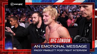 A powerful message from Paddy the Baddy  Pimblett v Leavitt  UFC London Post Fight Interview [upl. by Johns]