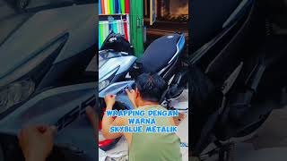 Wrapping motor Yamaha Aerox dengan warna Skyblue matallic cuttingsticker otomotif aeroxsticker [upl. by Niwre]