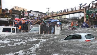 Mass evacuation in the Philippines The river embankment broke floods submerged Aurora Province [upl. by Violette]