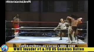 WWC The Invader 1 amp JYD vs Los Gemelos Battens 1989 [upl. by Assecnirp]