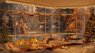 Christmas Jazz Getaway – 4K Warm Bedroom with Festive Décor Fireplace and Peaceful Melodies 🎄🔥 [upl. by Yelnahs495]