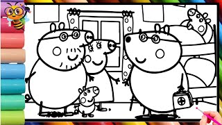 Drawing and Coloring Peppa Pig sick 🤒 🐷 Peppa Pig Coloring Pages  Nursery Rhymes Videos [upl. by Ardnassac]