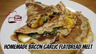 Try this Homemade Naan Garlic Bread  Bacon Garlic Flatbread Melt  Garlic Bread Recipe [upl. by Worrell]