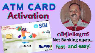 How to activate new SBI ATM card through net banking Malayalam  SBI debit card activation online [upl. by Llenrev626]