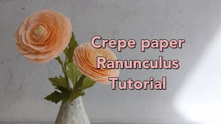 Crepe paper ranunculus tutorial  Paper flowers tutorial  Paper craft [upl. by Lusty416]