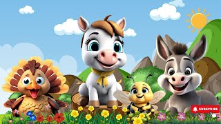 Cute Little Farm Animal Sounds  Horse Donkey Turkey Bee  Animal Funny Moments [upl. by Ausoj426]