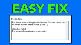 How To Fix The Device is Not Working Properly Because Windows Cannot Load the Drivers Required [upl. by Norrabal]