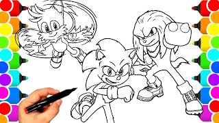 Sonic Coloring Pages NEW Sonic Team NEW Sonic in the movie 3 Tails Knuckles Amy Rose COLORING 44с [upl. by Anival]