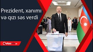 Prezident xanımı və qızı səs verdi [upl. by Merrell]