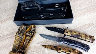 Günstiges Messerset und 3 weitere Einhand Messer von Amazon  Unboxing und Review [upl. by Pacorro161]