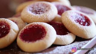 CARA MEMBUAT THUMBPRINT COOKIES AUTENTIK KHAS SWEDIA HALLONGROTTA [upl. by Eipper822]