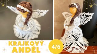 ✨Háčkovaný krajkový Anděl ✨ Andělka panenka 🧡 nádherný ananasový vzor 🧡 46 krajková křídla ✨ [upl. by Castra]