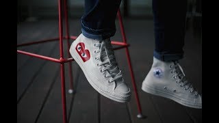 CDG Play X Converse Chuck Taylor Unboxing  On Feet Review  Supreme amp Palace Tees PickUp [upl. by Sualokcin706]