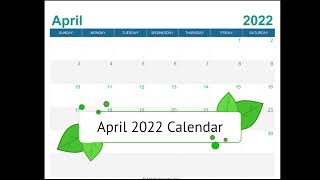 April 2022 Calendar Printable with Holidays [upl. by Herman]