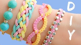 DIY friendship bracelets 4 Easy Stackable Arm Candy projects [upl. by Kcirdehs47]