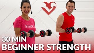 30 Min Beginner Strength Training at Home  Full Body Dumbbell Workout for Beginners with Weight [upl. by Shirline]