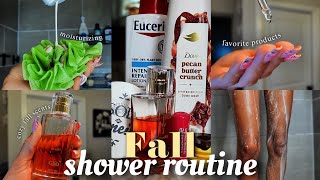 Cozy Fall Shower Routine  fav products  updated skincare  fall scents [upl. by Pani126]